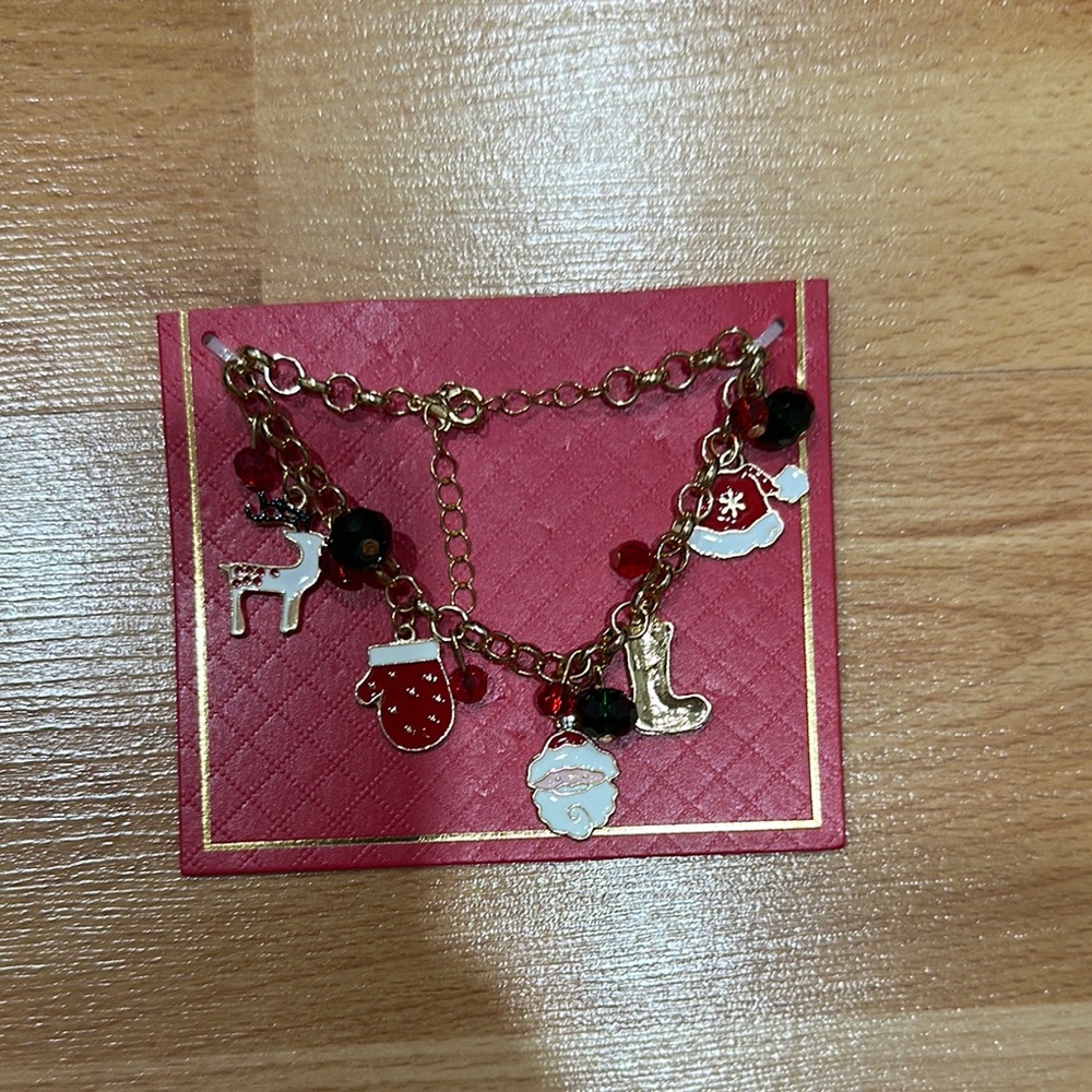 Festive Charm Bracelet with Holiday Motifs-New